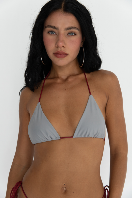 Grey/Burgundy Top